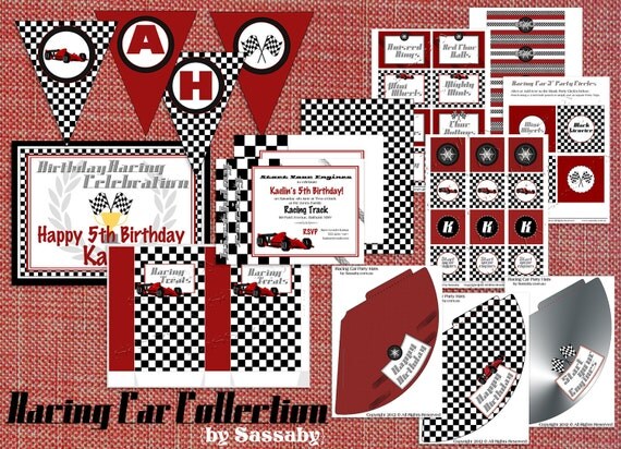 Racing Car Party Collection - Boys Birthday Party - DIY PRINTABLE FILE by Sassaby Il_570xn