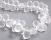 CZECH-DROP-M-WHITE-8/6MM - 50 pcs 8mm x 6mm Translucent Czech Glass Teardrop Beads