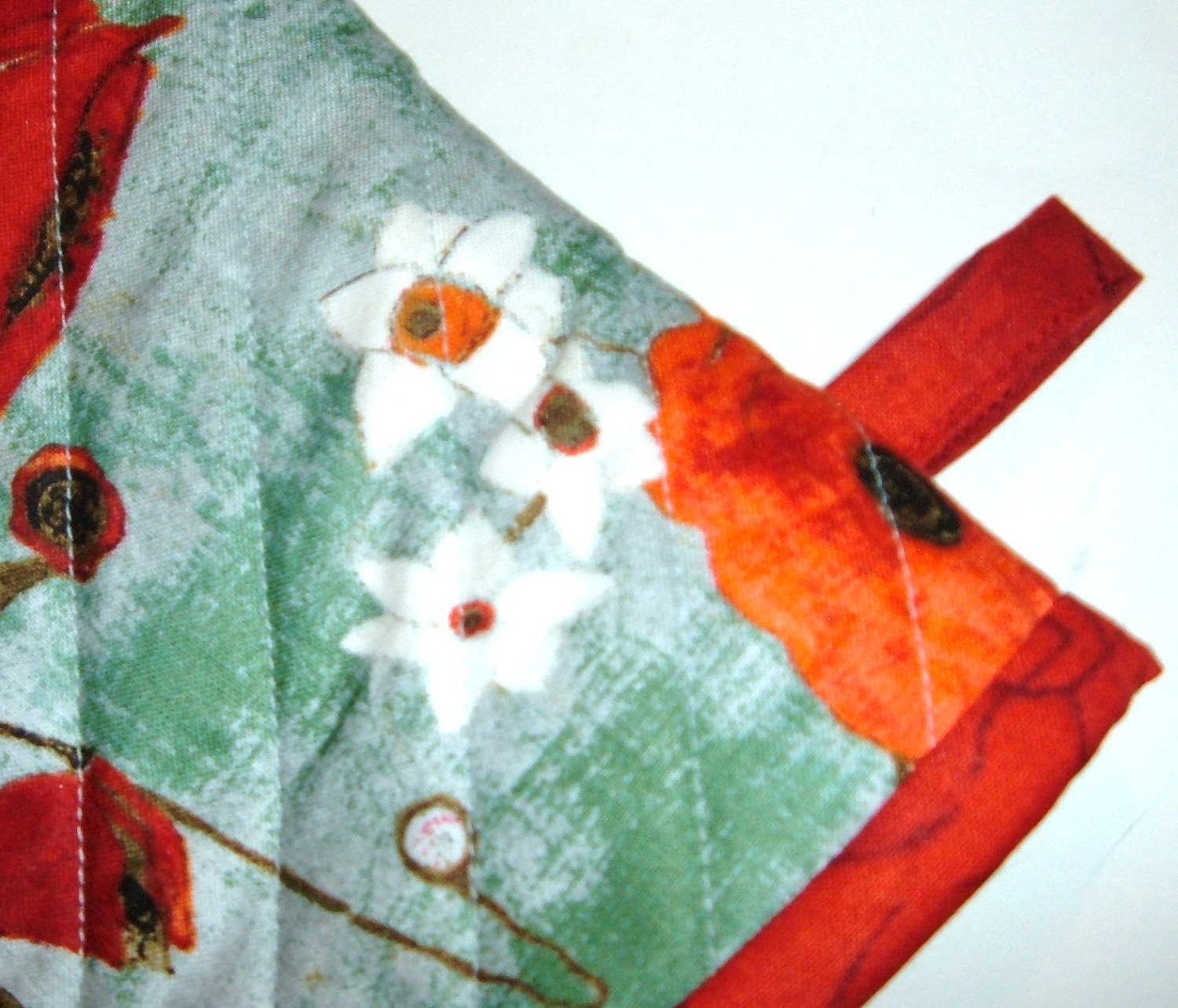Oven Mitts - Poppies on Teal - Gift for Foodie - Gift Under 30