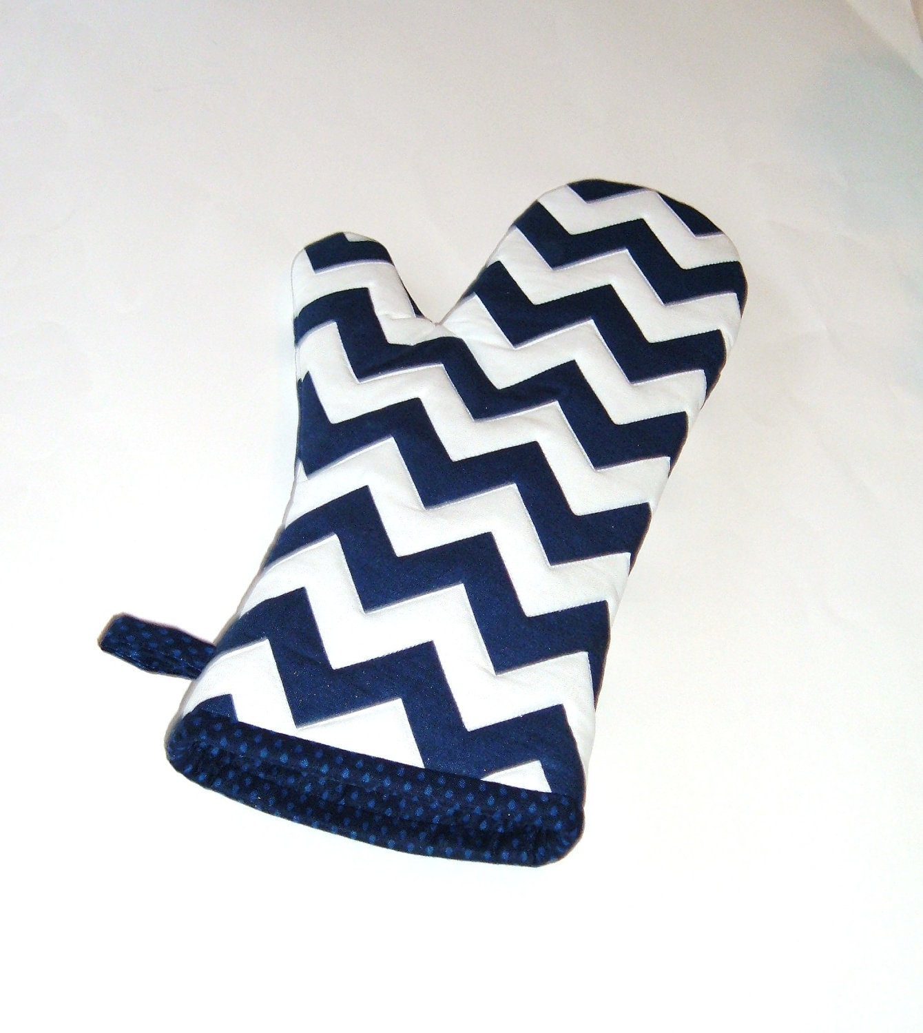 Oven Mitt Chevrons Navy and White - Nautical- Gift Under 20 - Gift for Foodie