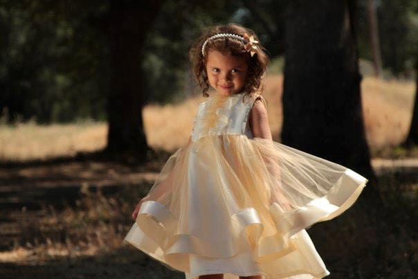 CUSTOM "Shirley" Tulle vintage ivory flower girl dress heart cutout back ribbon satin lace beige bridesmaid wedding bridal