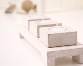 White Wedding wood Candle Holder Set