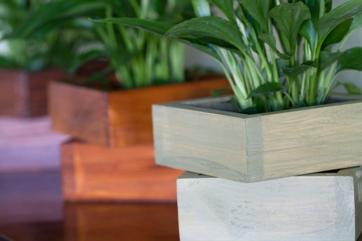 Plant Holder Wooden Pot, Handmade from recycled wood, set of 2