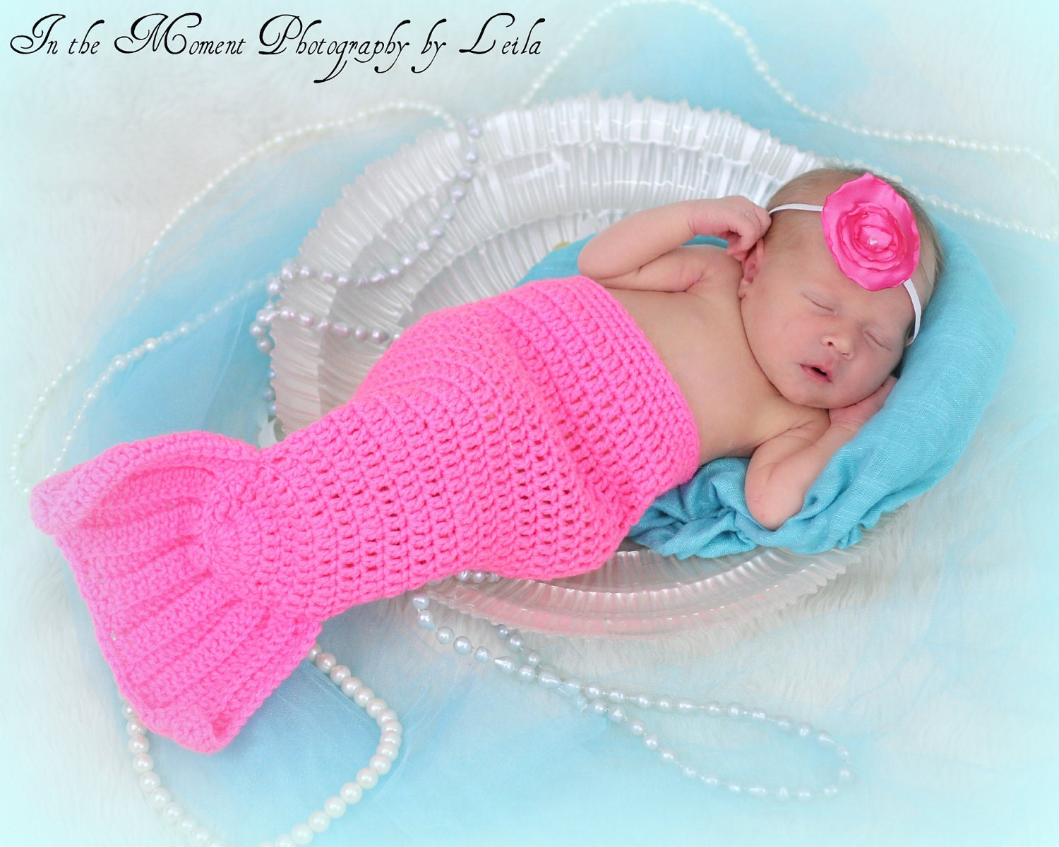 Crochet Mermaid Tail Newborn Photo Prop 0 to 3 months