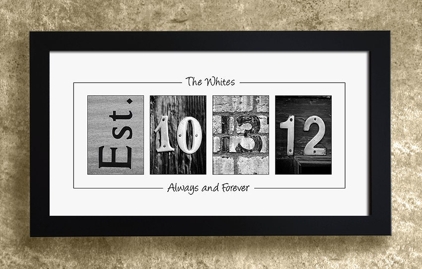 Numbers Photo Art - UNFRAMED, Wedding Date Numbers, Personalized Wedding Gift Idea