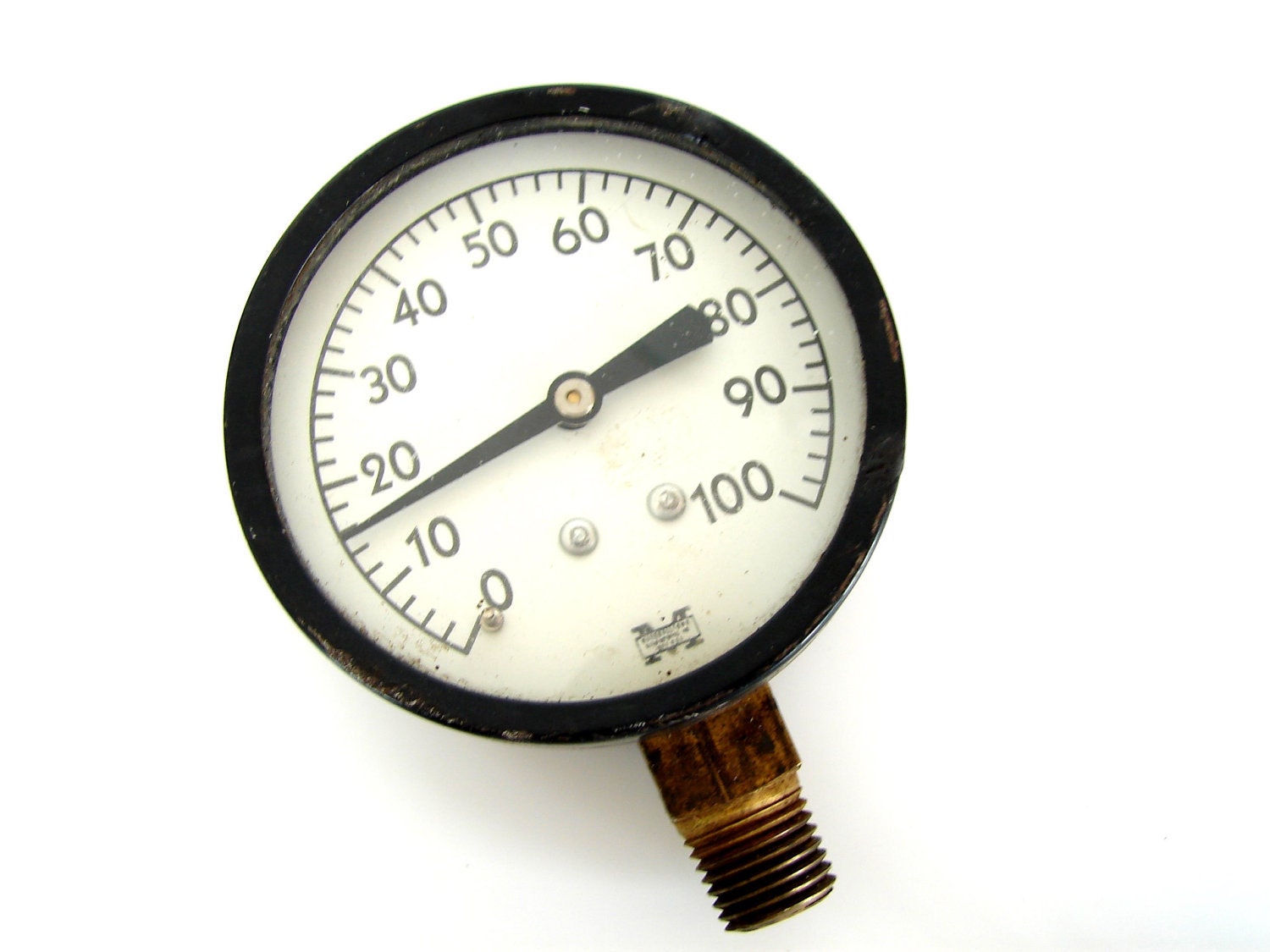 Vintage Pressure Gauge in Black and White - Collectible, Industrial Decor, Altered Art, Steampunk