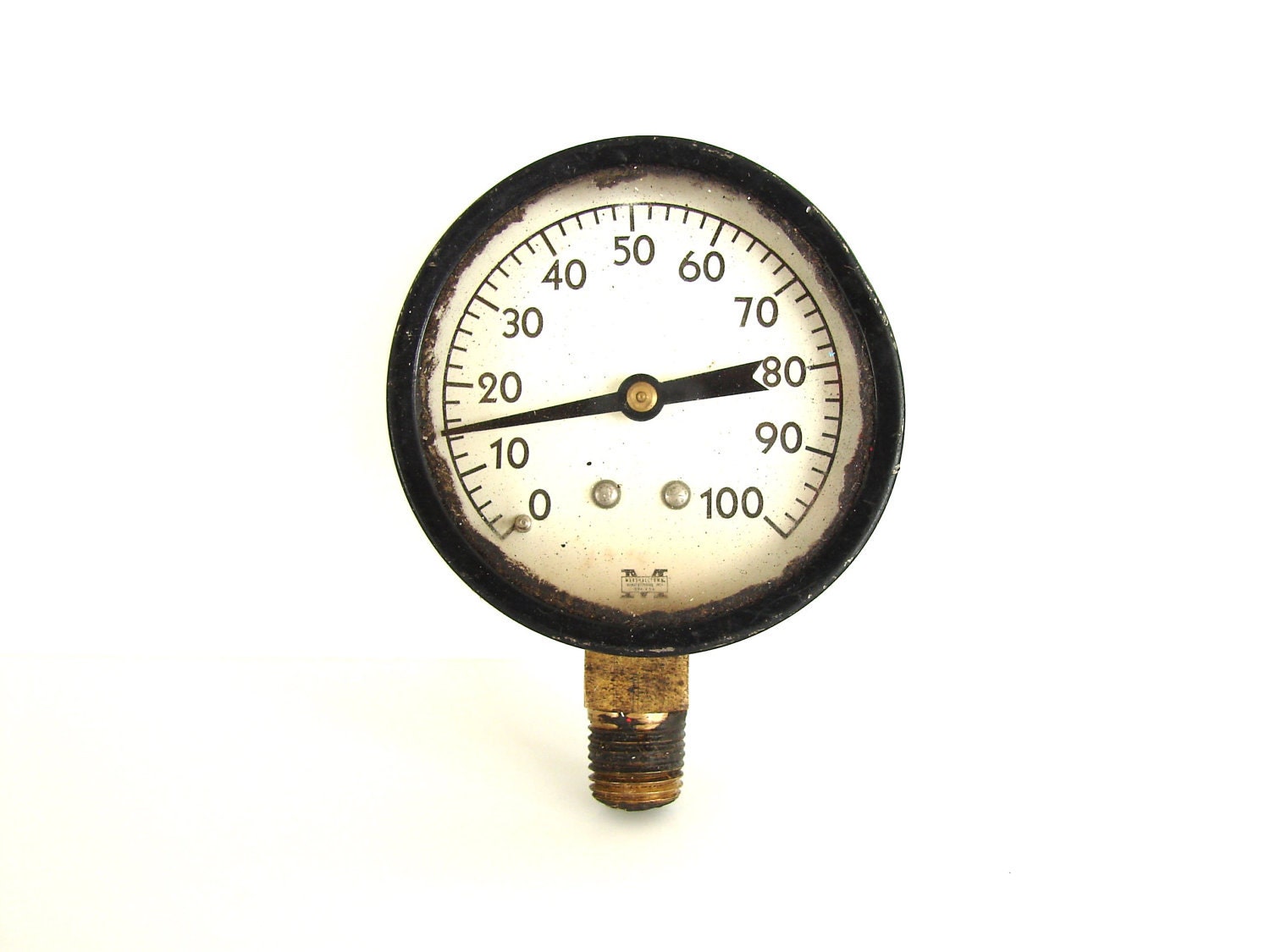 Vintage Pressure Gauge in Black and White - Collectible, Industrial Decor, Altered Art, Steampunk