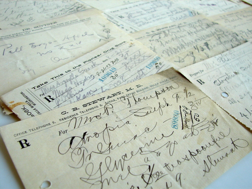 Vintage / Antique Handwritten Medical Prescriptions by ThirdShift