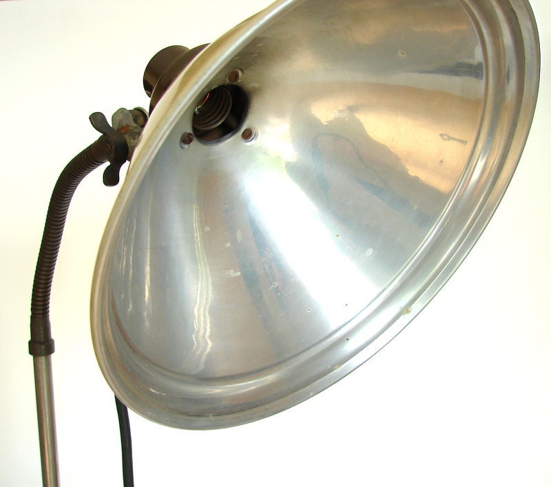 Vintage Zoalite Floor Lamp with Black Cast Iron Base, Adjustable Height and Gooseneck (circa.1920s - Unique Industrial Decor