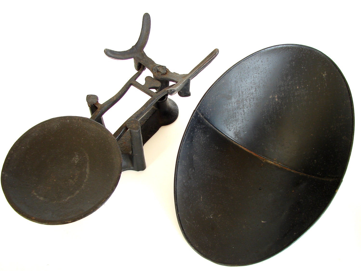 Vintage Industrial Black Cast Iron Scale with Basket - Industrial Decor, plant holder, and more