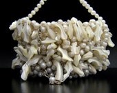 Funky Bridal Purse- Pearl & Sea Shell Porcupine Bag- Handmade by Sharona Nissan (As SEEN in MODERN BRIDE)