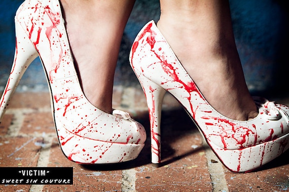 Victim Hand Painted Blood Spatter High Heel - As seen on The TODAY Show