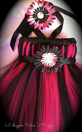 Rocker Chic Empire Tutu Dress w/ matching flower headband - You can also pick any colors