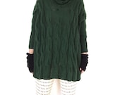 Massive Braid Drape Knit. Dark Bottle Green.