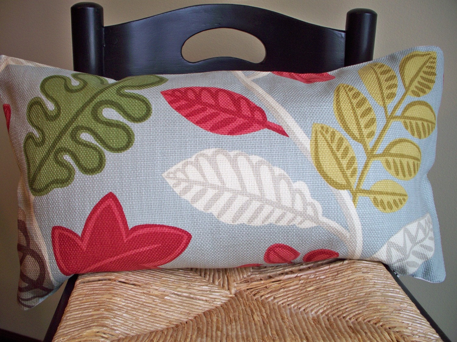 Designer Pillow Cover Blue Green Red Lumbar 12 X 22