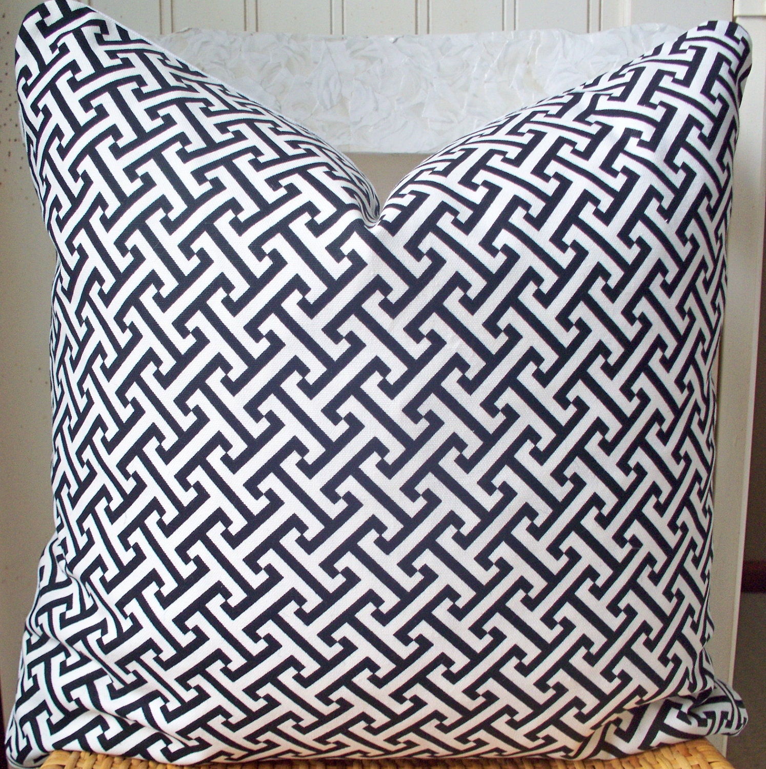 Decorative Pillow Black White Ivory Throw Geometric Pillow Accent Pillow 18"