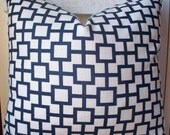 Decorative Pillow Navy Blue Geometric Designer fabric 18X18