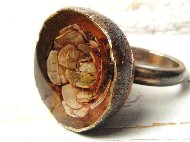Birch Bark Rose ring