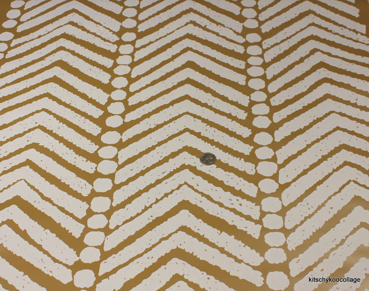 1970's Vinyl Vintage Wallpaper White and light brown Retro
