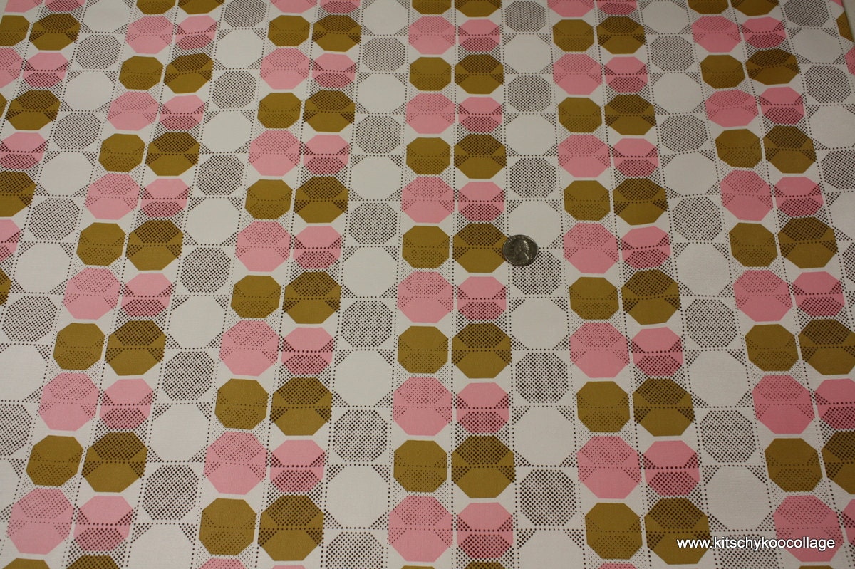 1970's Vintage Wallpaper vinyl pink brown black geometric fabric backed wallpaper