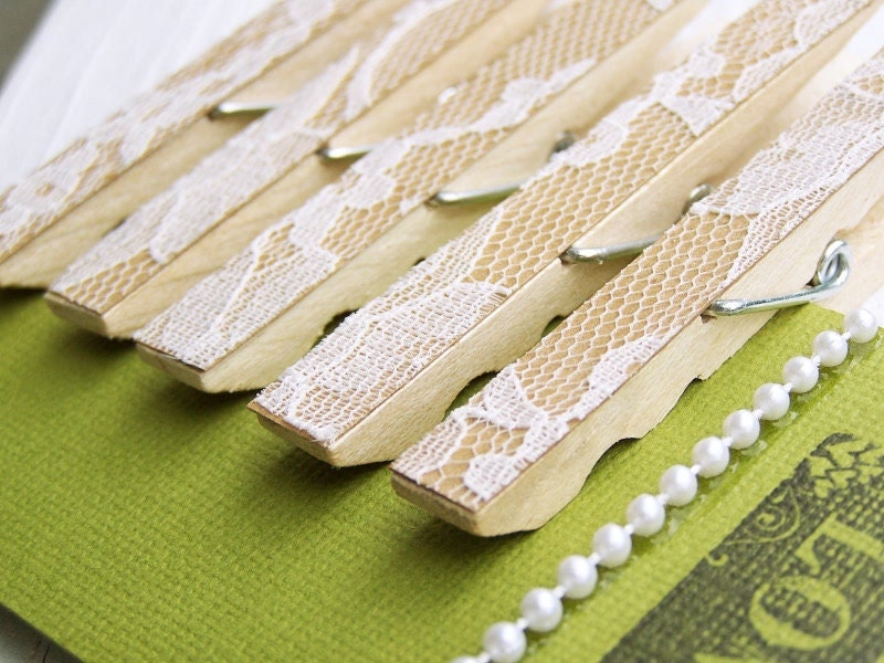 SALE -Lace Clothespins -Antique White -DIY Wedding Accessory -Shabby Chic Wedding -Woodland Wedding -Country Wedding - Top Selling