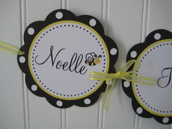 Baby's First Birthday Bumblebee Banner for Highchair or Mommy to Bee Baby Shower- Yellow and Black - Three Links Il_570xn