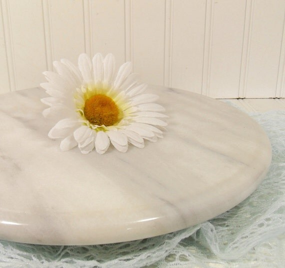 Solid Marble Lazy Susan Vintage Table CenterPiece by DivineOrders