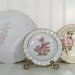 Set of 3 Pink Floral Plates - Vintage China Pieces with Wild Roses - Shabby Chic Cottage for Repurposing