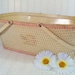 Ivory Wicker and Wood Baby Basket - Vintage Original Chippy Paint - Ready for Repurposing