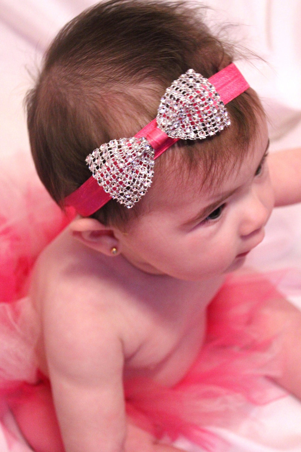 Pink Headband with diamond bow.
