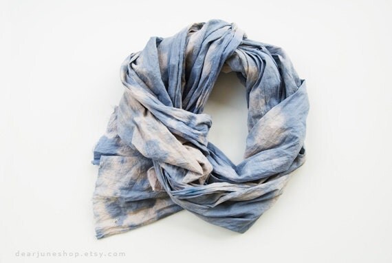CLOUD YELLOW - tie dyed cotton scarf. Hand dyed. Oversized, lightweight wrap, shawl. Fashion, women accessories. Valentine's gift.