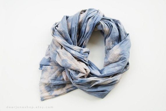 CLOUD YELLOW - tie dyed cotton scarf. Hand dyed. Oversized, lightweight wrap, shawl. Fashion, women accessories. Valentine's gift.