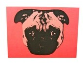 Litho-Pug Notecard  -- Great gift for a Pet-Lover -- Card and Envelope -- Ready to Gift or Use--Blank Inside