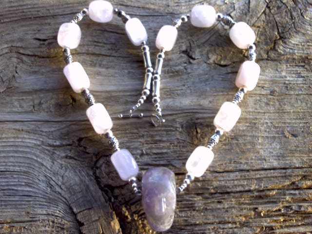 RESERVED for Wendy amethyst skull and quartz necklace 21 inch