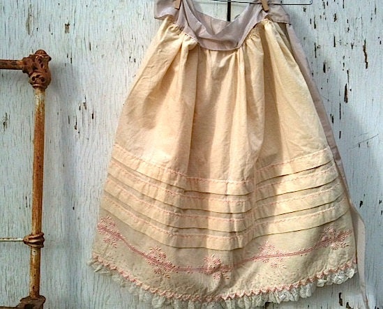 Vintage Prairie rustic autumn bridal skirt ecru hand embroidered wool skirt wedding skirt bride bridesmaid wedding