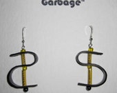 Recycled Inner Tube Black Yellow Wire Insulation Earrings