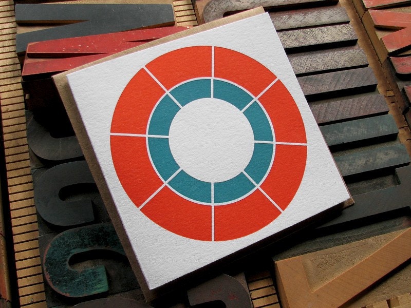 Modern Letterpress Greeting Card - Nested Circles