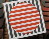 Orange & Gray Striped Letterpress Greeting Card