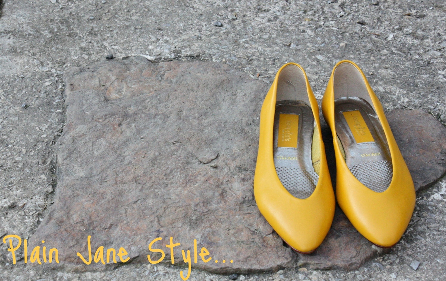 Plain Jane Style...Mustard Yellow Flats Retro. . . Hip. . . Size 6M..Etsy FRONT Page Item