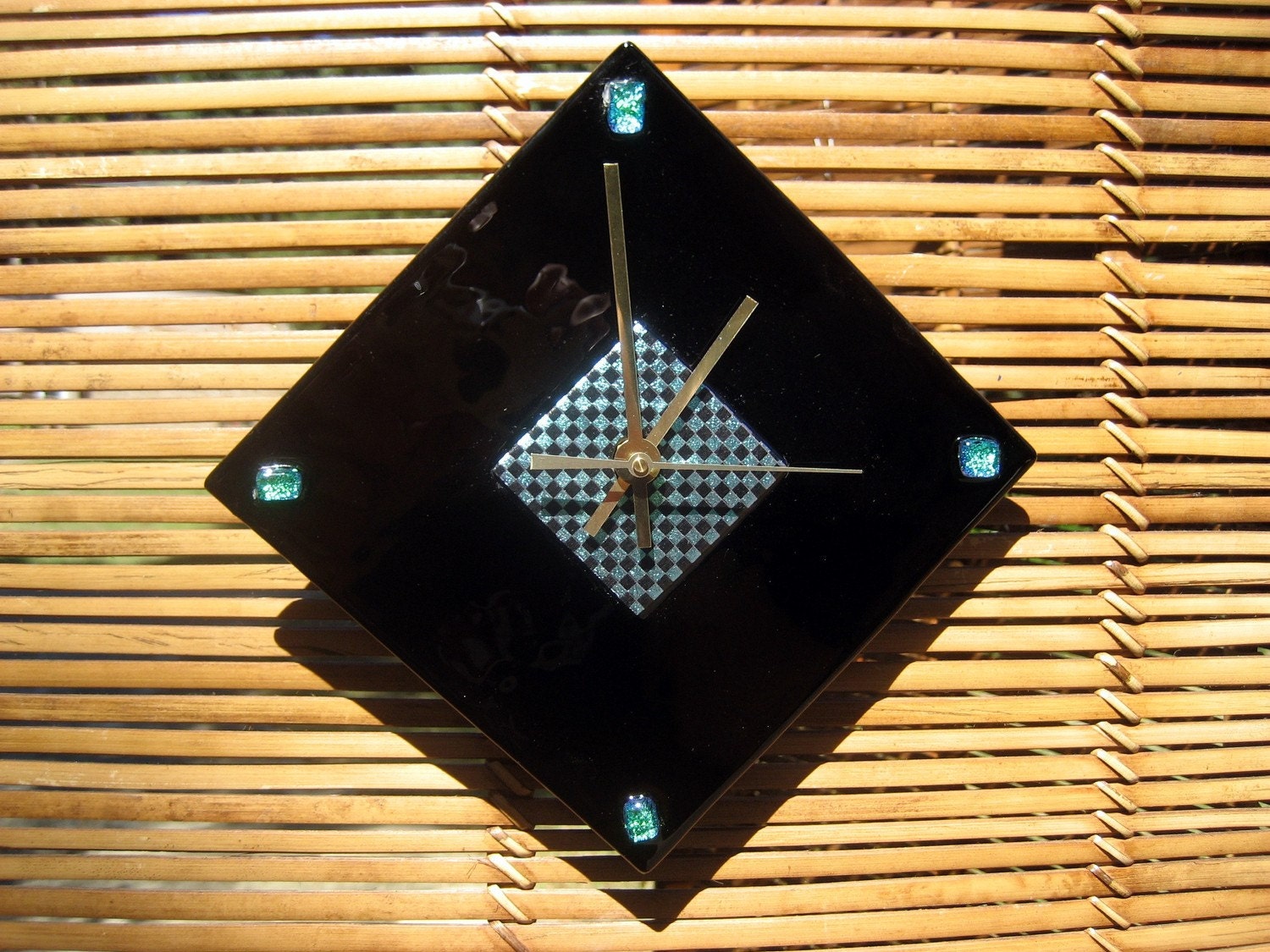 Modern Checkered fused glass clock