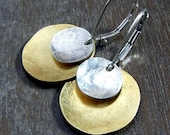 ECLIPSE Hammered Sterling Silver & Brass Coin Earrings