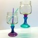 Four Rainbow Mason Jar Wine Glasses