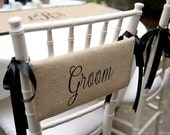 Burlap Bride & Groom Chair Signs for farmhouse, barn, rustic elegant wedding......Great  photo prop....perfect for Sweethart Table