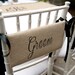 Burlap Bride & Groom Chair Signs for farmhouse, barn, rustic elegant wedding......Great photo prop....perfect for Sweethart Table
