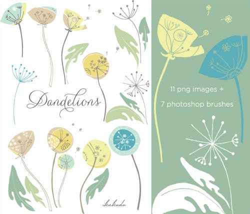 CLIP ART & Photoshop Brushes - Dandelions - for commercial and personal use