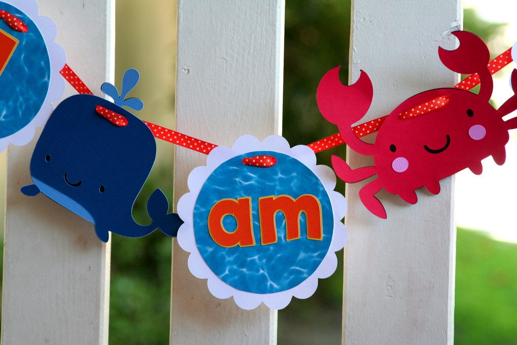 Under the Sea Crab and Whale High Chair Banner I am 1