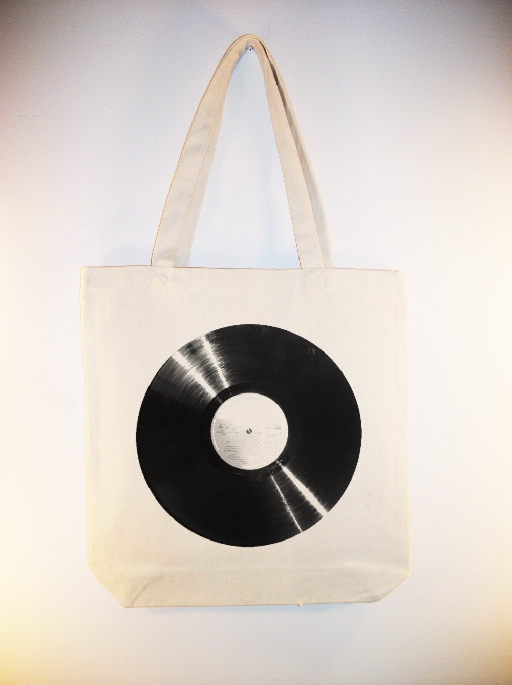 Vinyl Record Album Image Canvas Tote - other sizes colors available