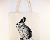 Vintage Bunny illustration on 15x15 Canvas Tote with shoulder strap - other sizes available