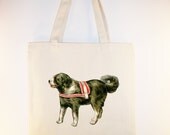 Vintage Circus Dog on Canvas tote with shoulder strap - other sizes font colors available