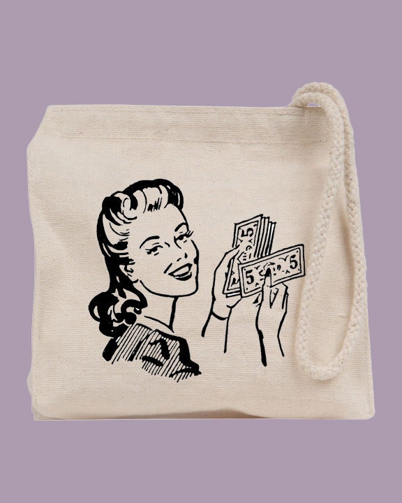 Retro Money Lady Coin Purse Mini Tote  - other image colors available